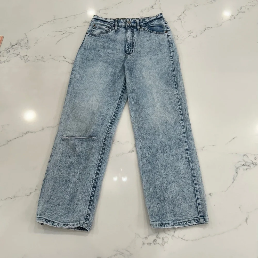 Copper‎ Key Womens 9 Acid Wash Jeans High Rise Straight Leg Distressed Y2K